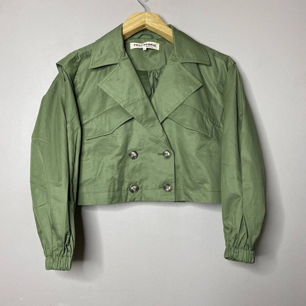 Free People Women's Looking Glass Trench Coat  Green Size S‎ - Picture 2 of 16